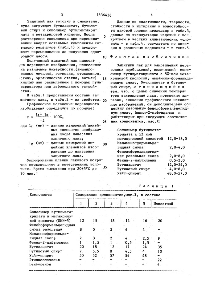 Защитный лак для закрепления переводных изображений (патент 1636436)