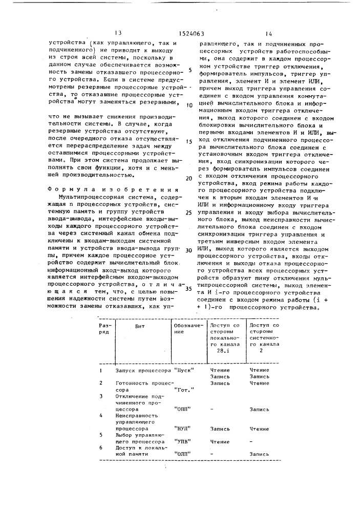 Мультипроцессорная система (патент 1524063)