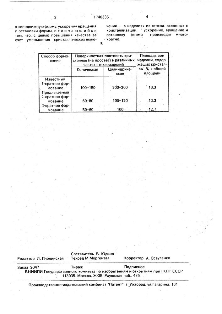 Способ центробежного формования стеклоизделий (патент 1740335)