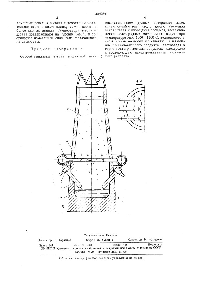 Способ выплавки чугунаб'.; с. г-'/'" i';t.:j4f: ч.. (патент 324269)