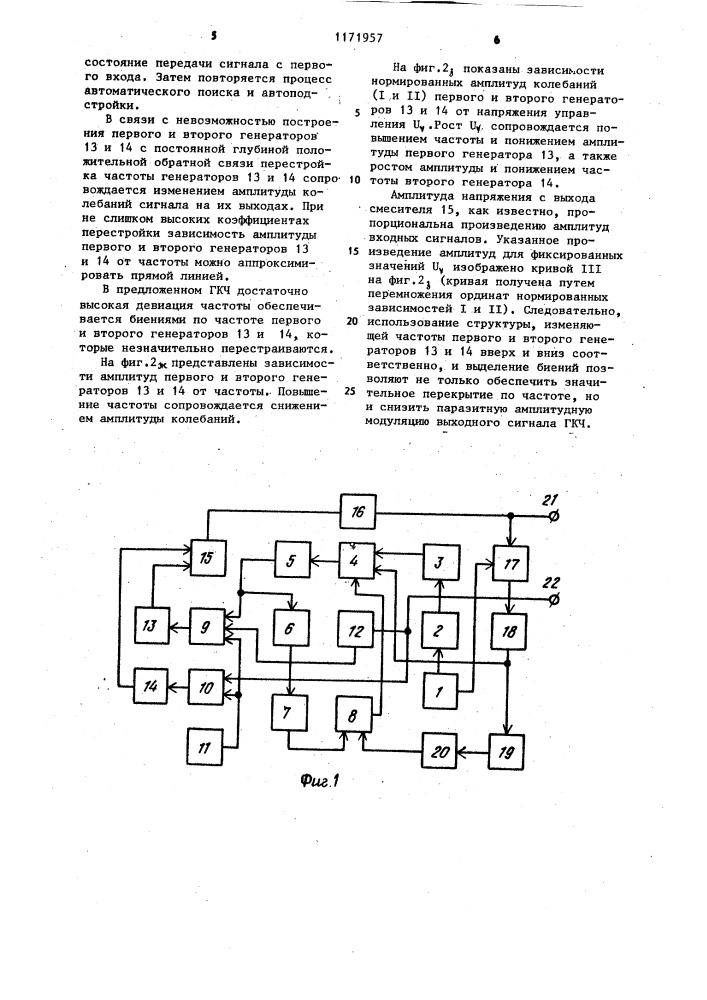 Генератор качающейся частоты (патент 1171957)