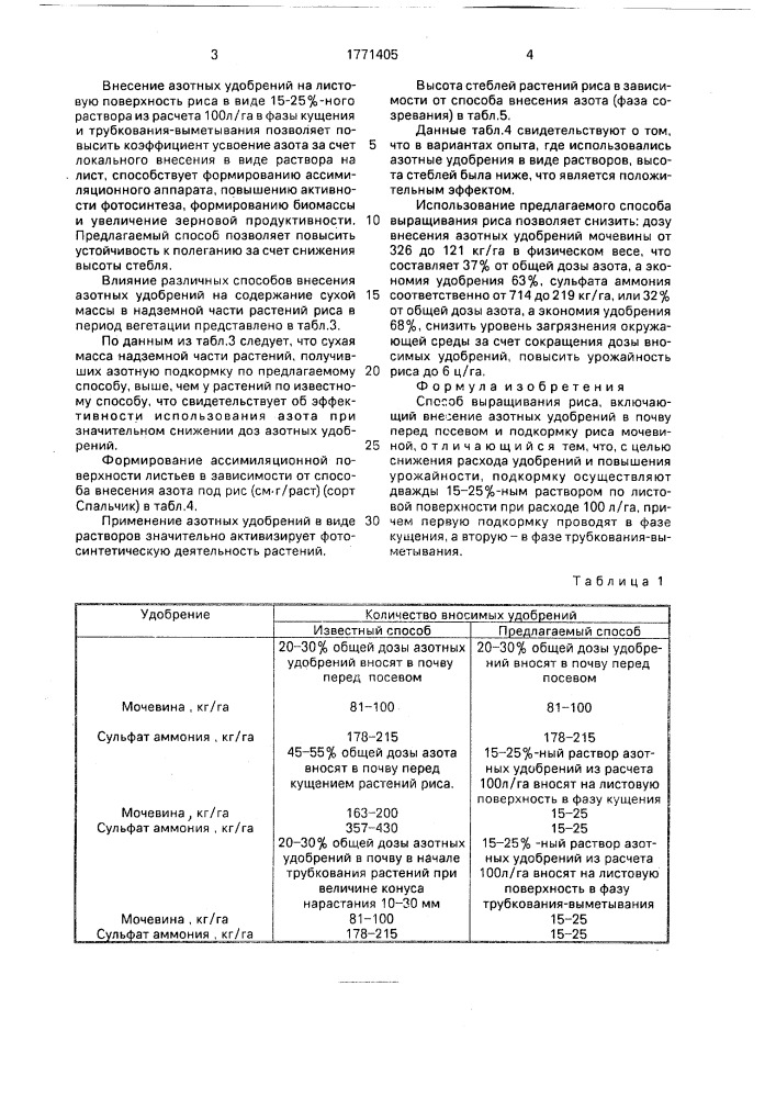 Способ выращивания риса (патент 1771405)