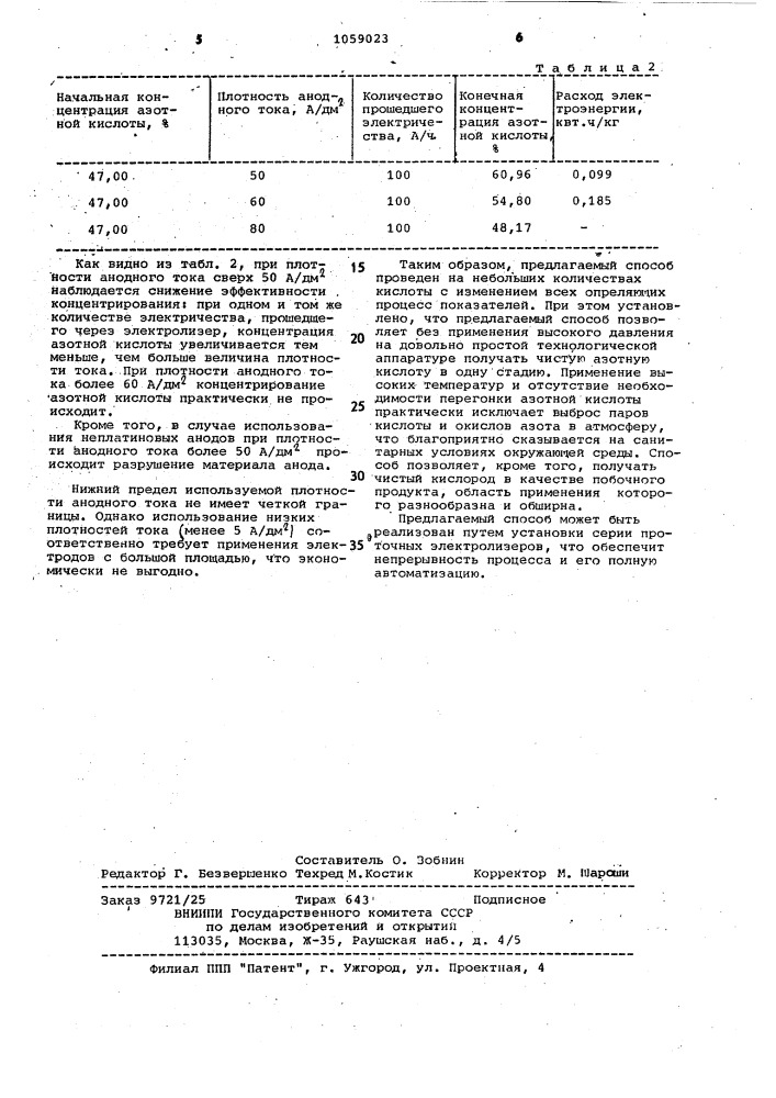 Способ получения концентрированной азотной кислоты (патент 1059023)