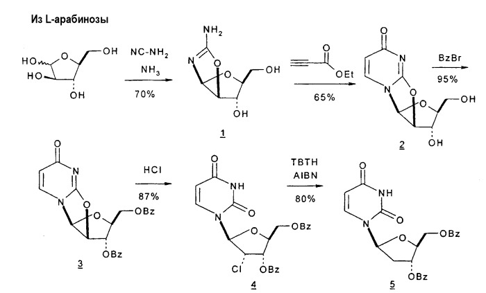 Синтез  -l-2&#39;-дезоксинуклеозидов (патент 2361875)