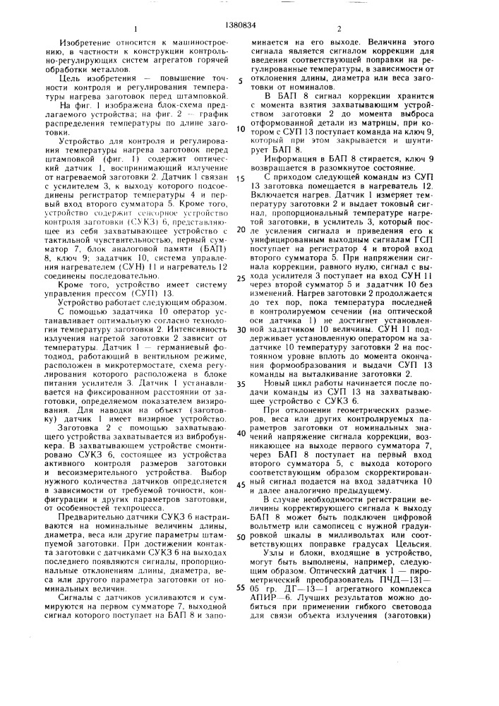 Устройство контроля температуры нагрева заготовок перед штамповкой (патент 1380834)