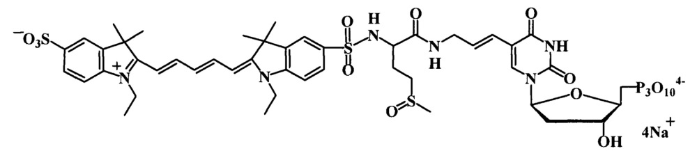 Дезоксиуридинтрифосфаты, связанные с цианиновыми красителями сульфамидоалкильными линкерами, для использования в пцр (патент 2667070)