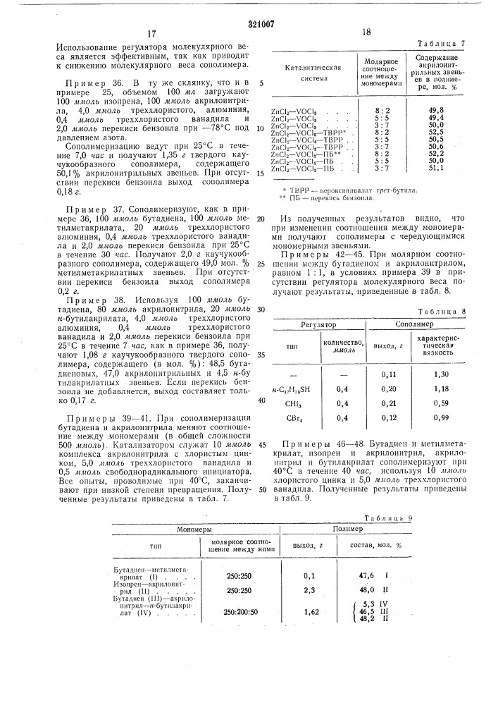 Способ получения карбоцепных сополимеров (патент 321007)