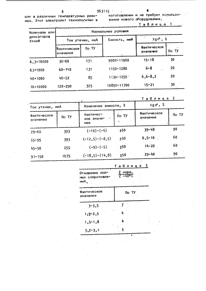 Электролит для оксидных алюминиевых конденсаторов (патент 963115)