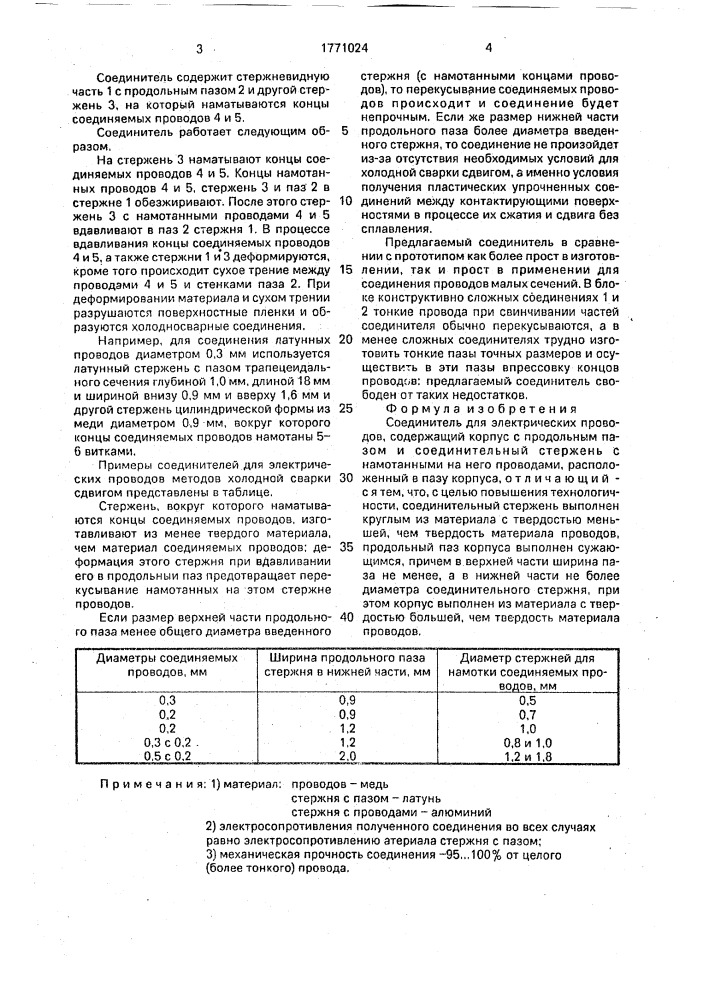 Соединитель для электрических проводов (патент 1771024)