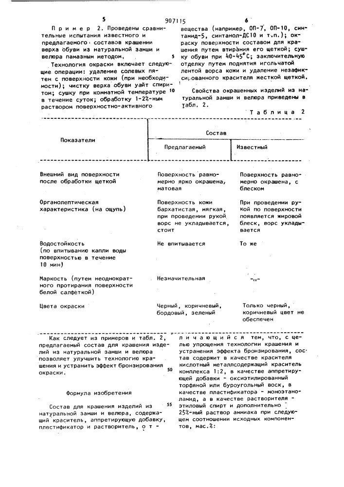 Состав для крашения изделий из натуральной замши и велюра (патент 907115)