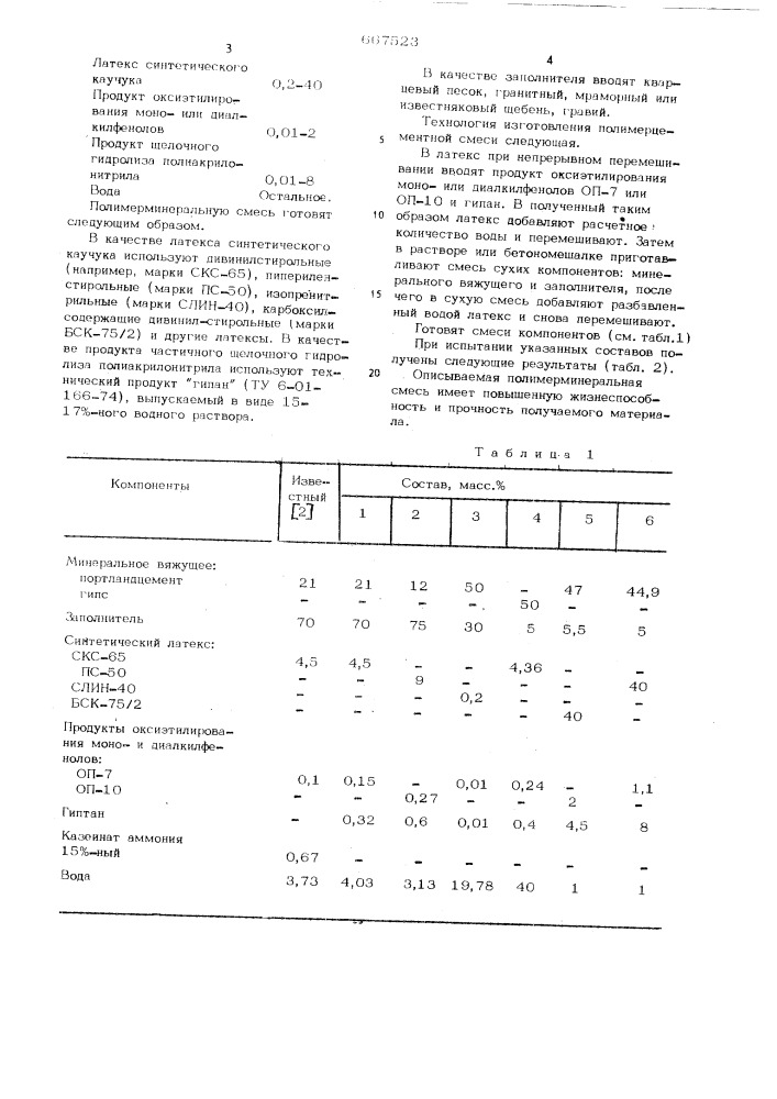 Полимерминеральная смесь (патент 667523)