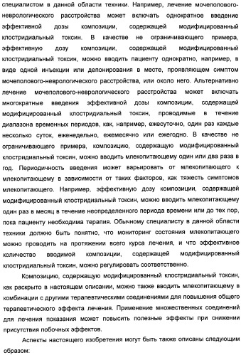 Способы лечения мочеполовых-неврологических расстройств с использованием модифицированных клостридиальных токсинов (патент 2491086)