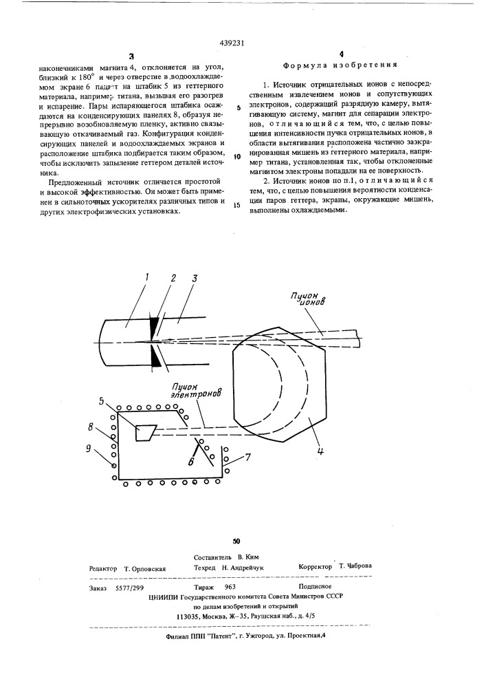 Источник орицательных ионов (патент 439231)