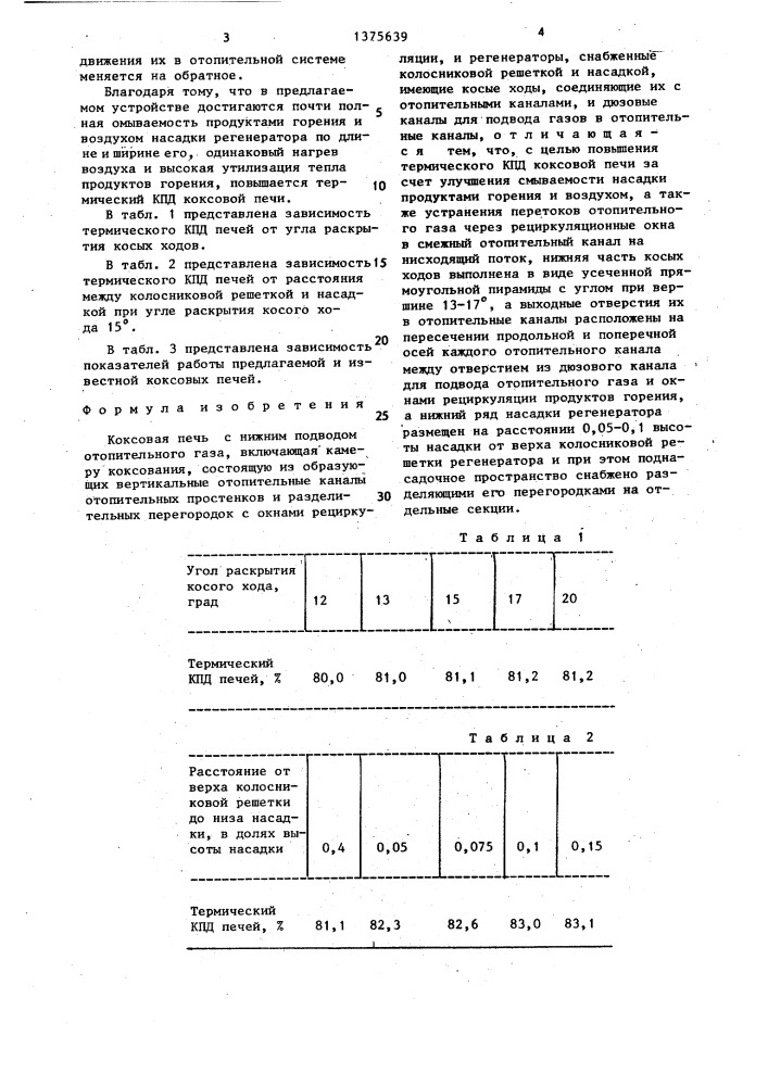 Коксовая печь (патент 1375639)