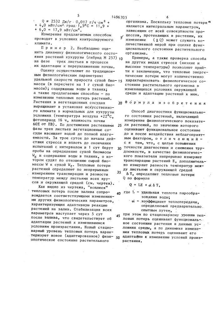 Способ диагностики функционального состояния растений (патент 1496703)