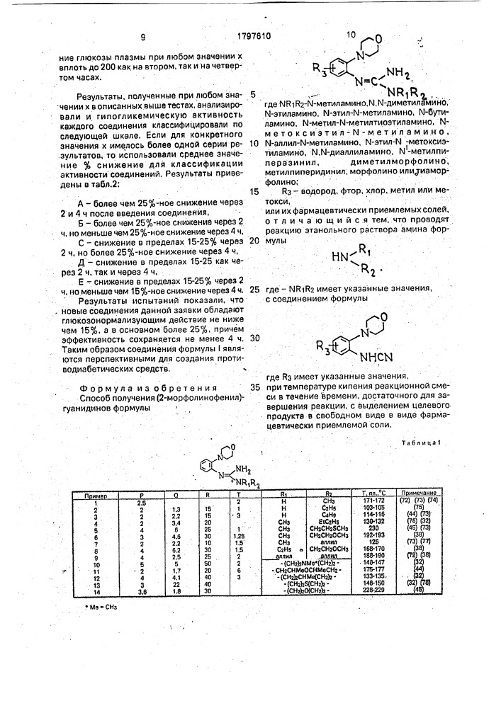 Способ получения (2-морфолинофенил)гуанидинов или их фармацевтически приемлемых солей (патент 1797610)