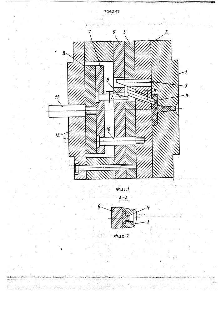 Литьевая пресс-форма для изготовления изделий из полимерных материалов (патент 706247)