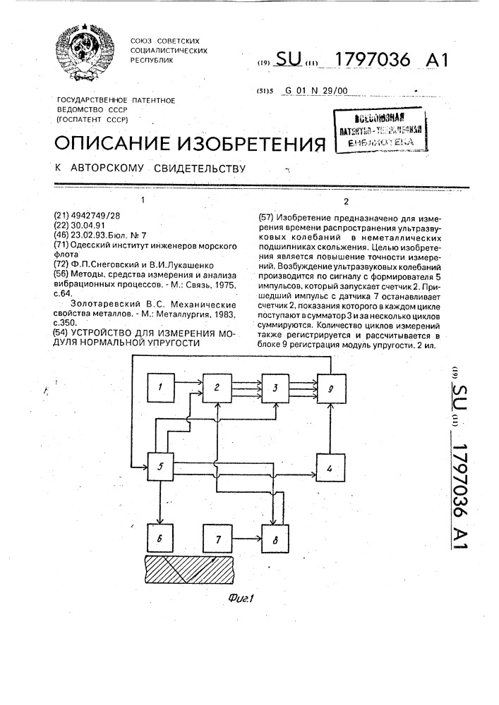 Устройство для измерения модуля нормальной упругости (патент 1797036)