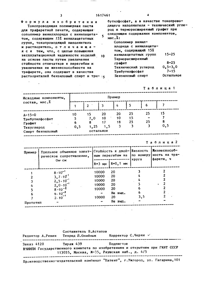 Токопроводящая полимерная паста (патент 1617461)