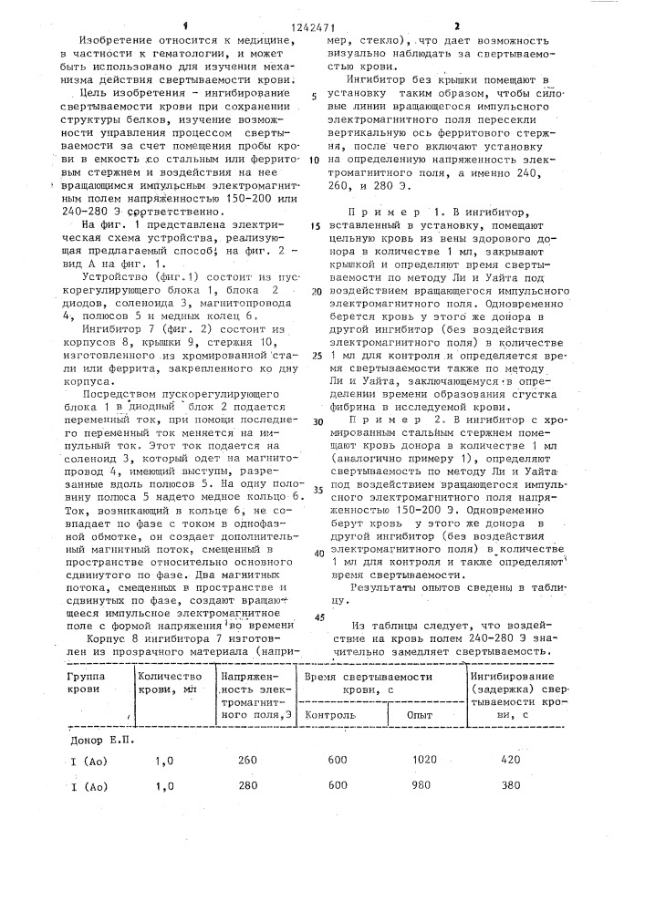 Способ исследования свертываемости крови (патент 1242471)