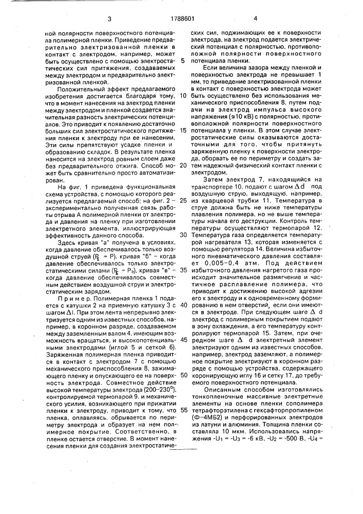 Способ изготовления электретного элемента (патент 1788601)