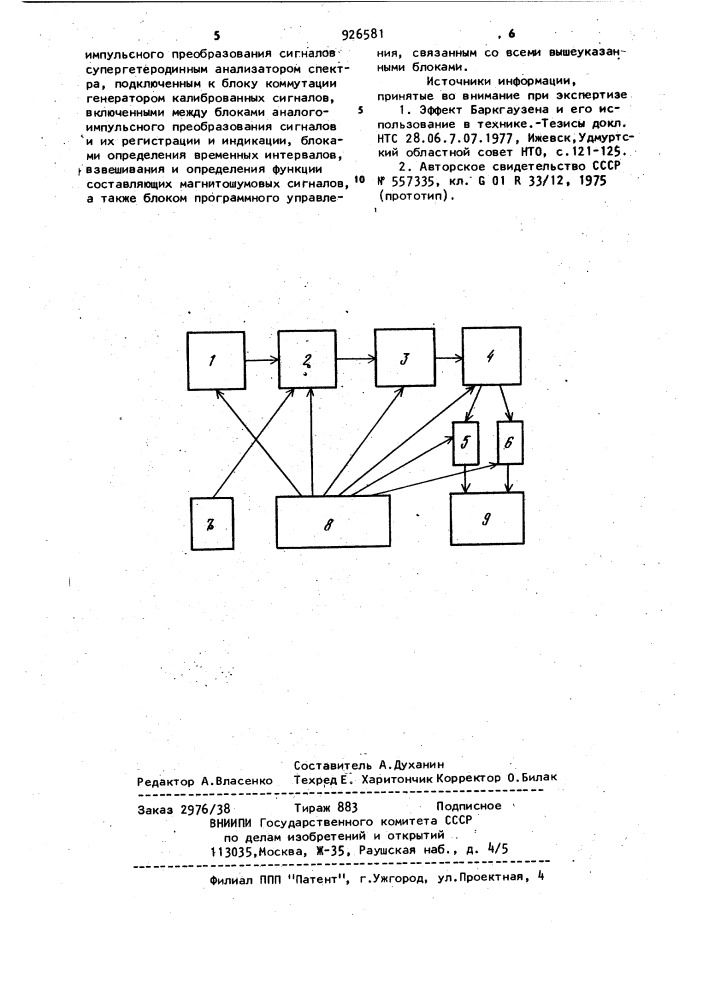 Устройство для исследования материалов методом магнитных шумов (патент 926581)