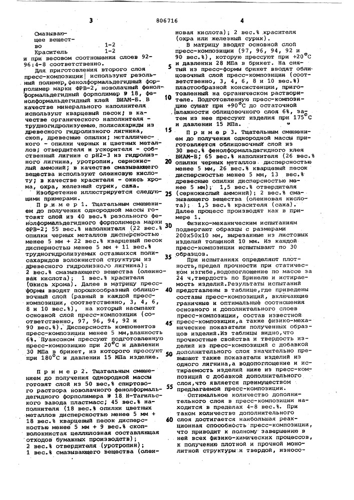 Пресс-композиция на основе гидролизноголигнина (патент 806716)