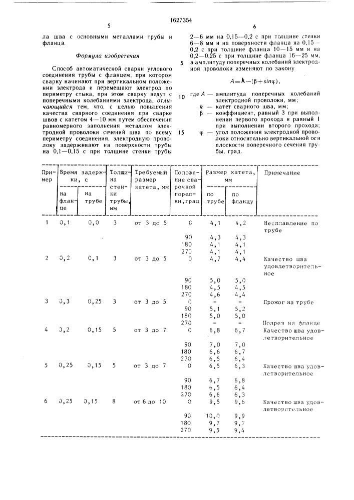 Способ автоматической сварки углового соединения трубы с фланцем (патент 1627354)