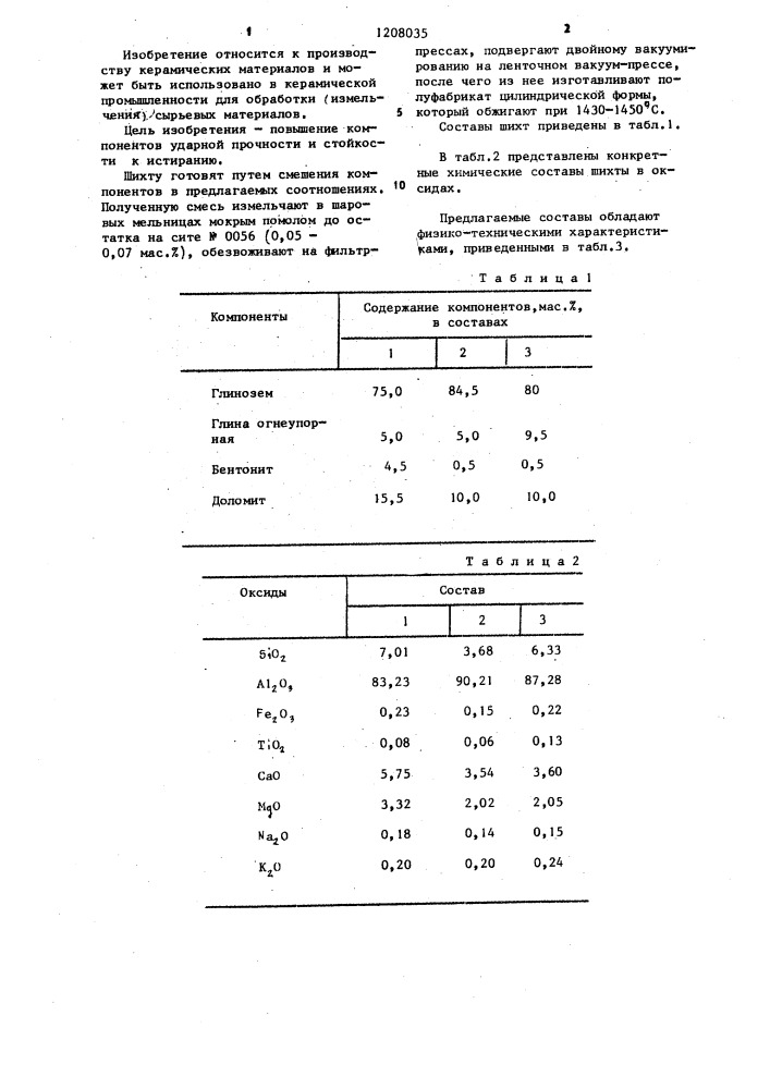 Шихта для изготовления мелющих тел (патент 1208035)