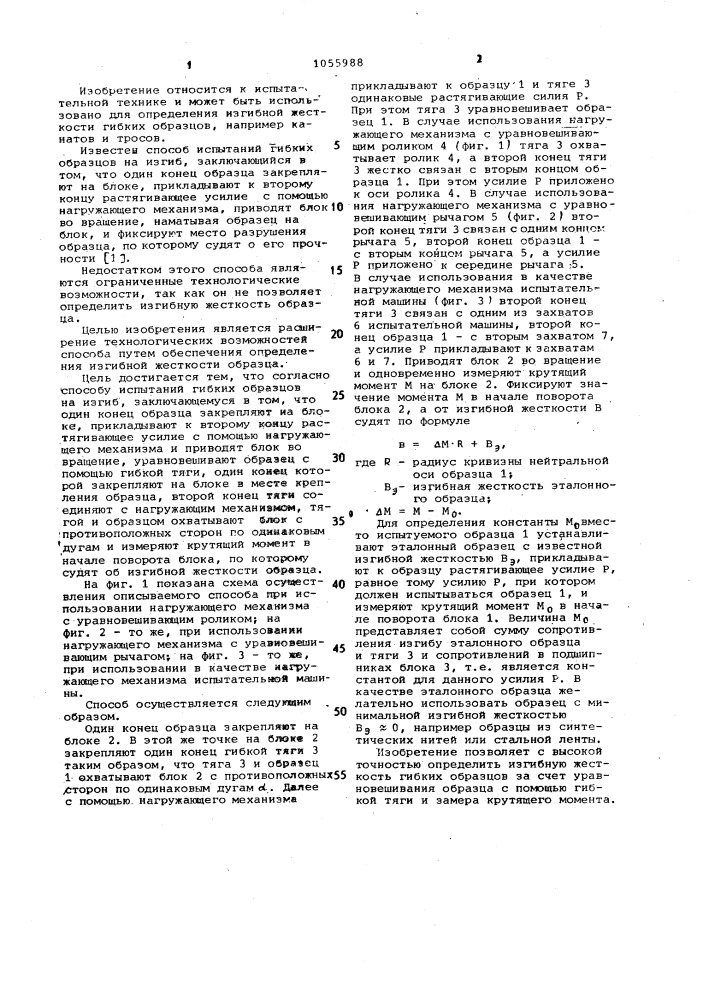 Способ испытаний гибких образцов на изгиб (патент 1055988)