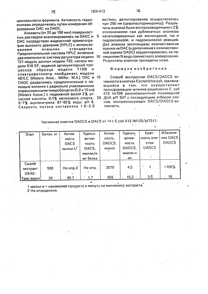 Способ экспрессии dacs/daocs активности в клетках еsснеriснiа coli (патент 1838413)