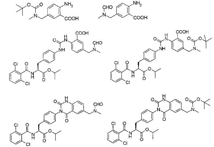 Способ получения производных фенилаланина с хиназолиндионовым скелетом и промежуточных соединений, применяемых при получении таких производных (патент 2469028)