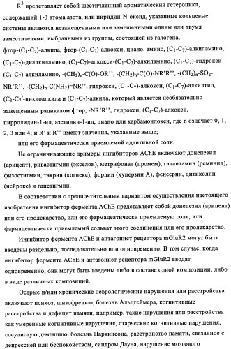 Комбинация антагониста рецептора mglur2 и ингибитора фермента ache для лечения острых и/или хронических неврологических заболеваний (патент 2357734)