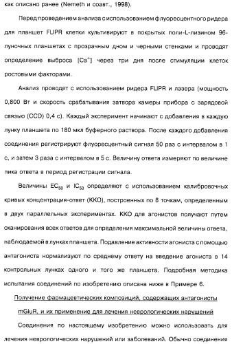 Гетерополициклическое соединение, фармацевтическая композиция, обладающая антагонистической активностью в отношении метаботропных глютаматных рецепторов mglur группы i (патент 2319701)