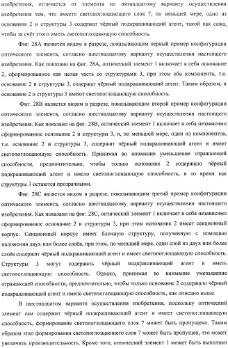 Оптический элемент, оптический компонент с антиотражающей функцией и исходная пресс-форма (патент 2468398)