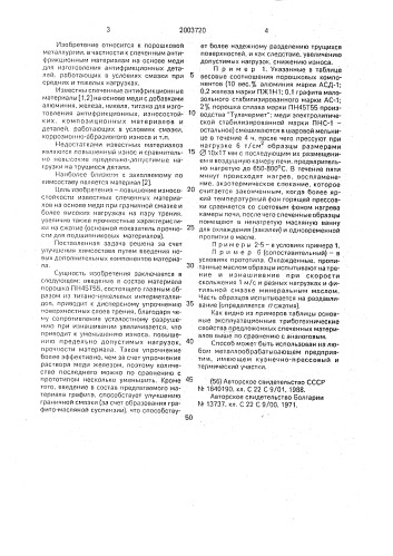 Спеченный антифрикционный материал на основе меди (патент 2003720)