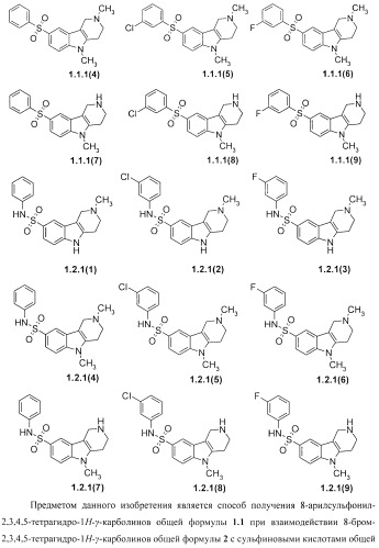 Замещенные 8-сульфонил-2,3,4,5-тетрагидро-1н-гамма-карболины, лиганды, фармацевтическая композиция, способ их получения и применения (патент 2404180)