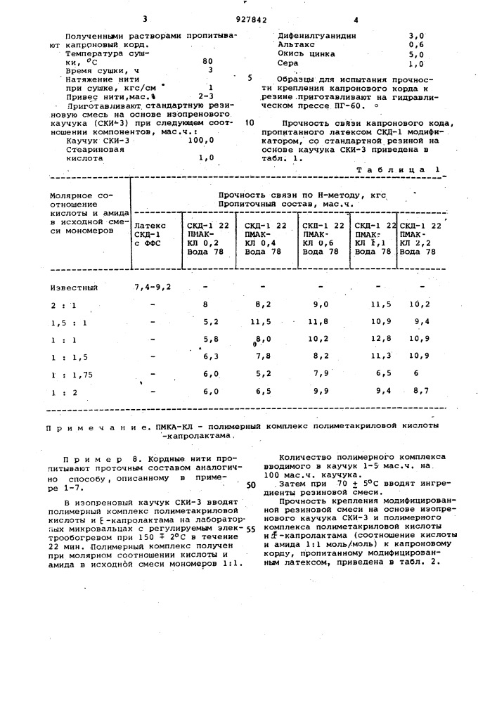 Пропиточный состав (патент 927842)