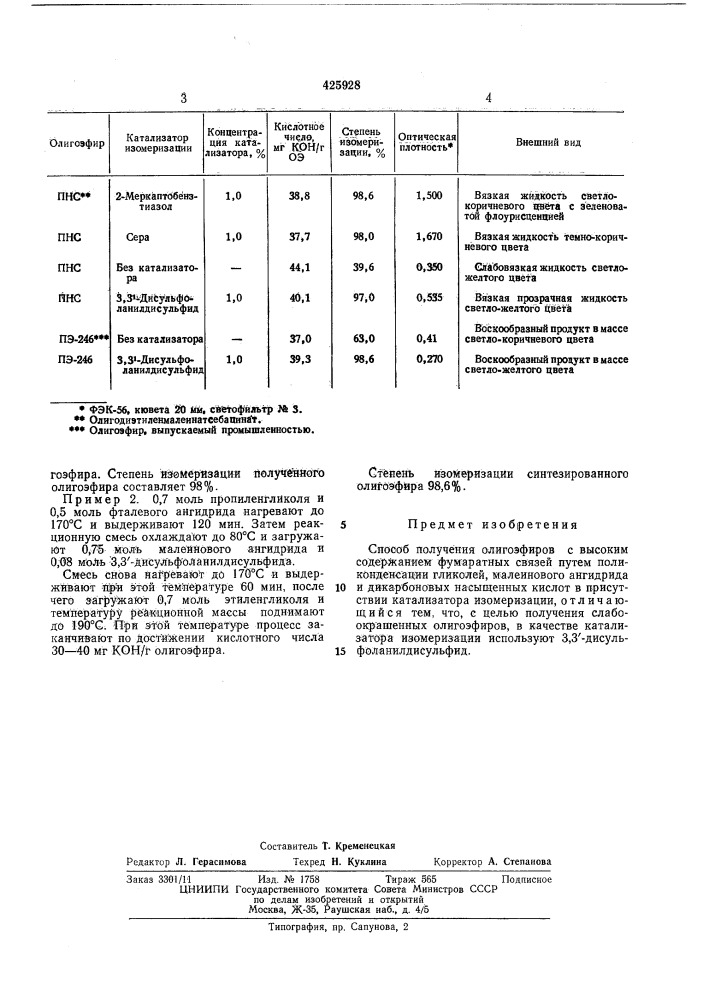 Патент ссср  425928 (патент 425928)