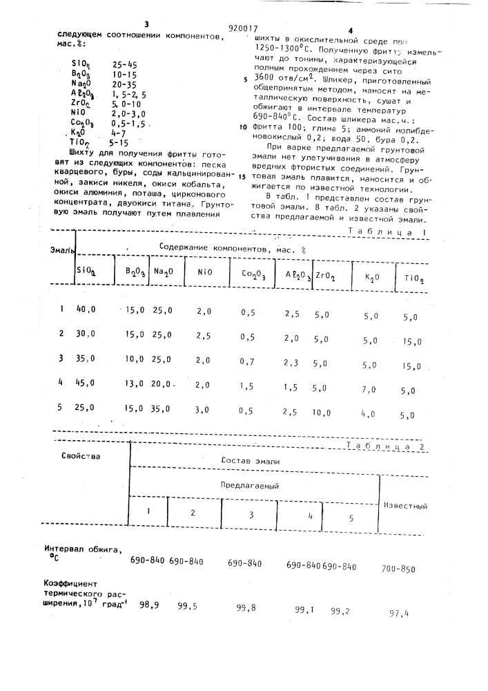 Грунтовая эмаль (патент 920017)
