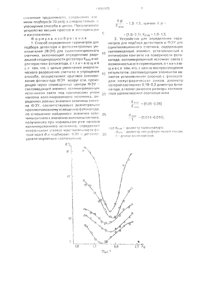 Способ определения параметров для подбора детекторов и фотоэлектронных умножителей для сцинтилляционного счетчика и устройство для его осуществления (патент 1400305)