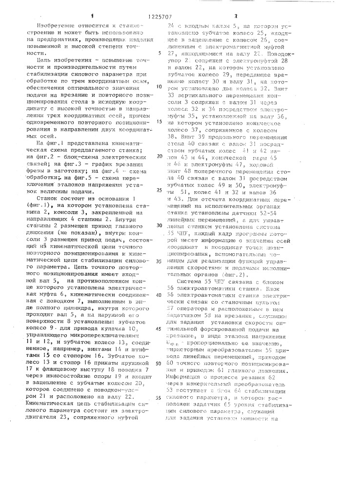 Фрезерный станок (патент 1225707)