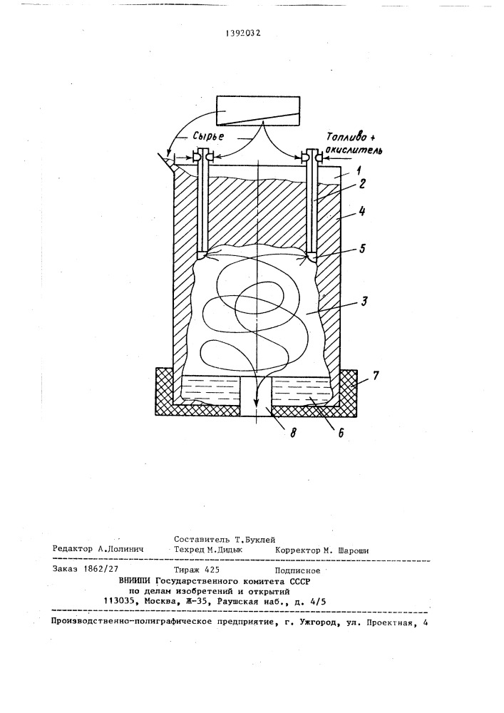 Способ циклонной плавки пылевидного полидисперсного технологического сырья (патент 1392032)