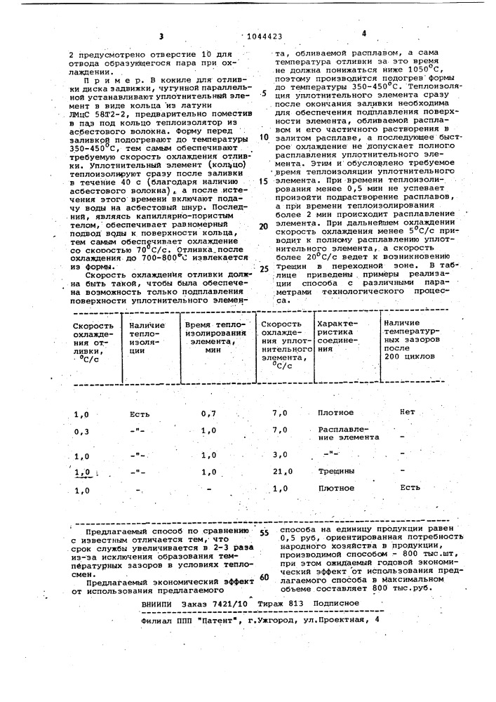 Способ изготовления армированных отливок (патент 1044423)