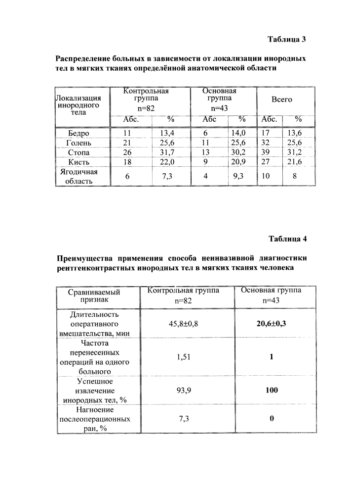 Способ диагностики рентгенконтрастных инородных тел в мягких тканях человека (патент 2605148)