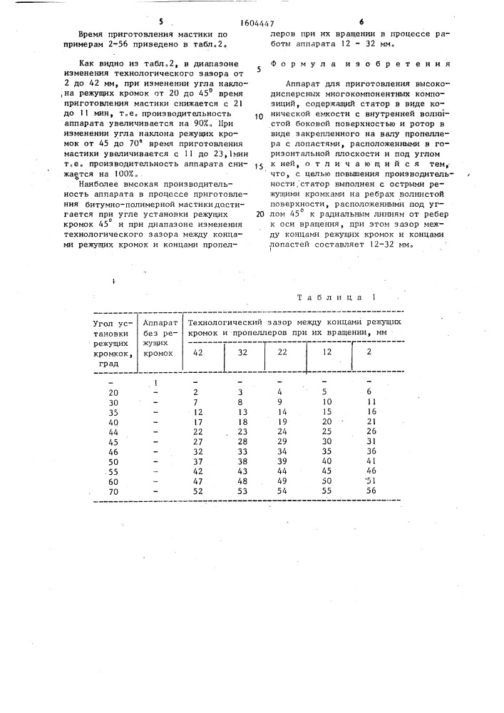 Аппарат для приготовления высокодисперсных многокомпонентных композиций (патент 1604447)