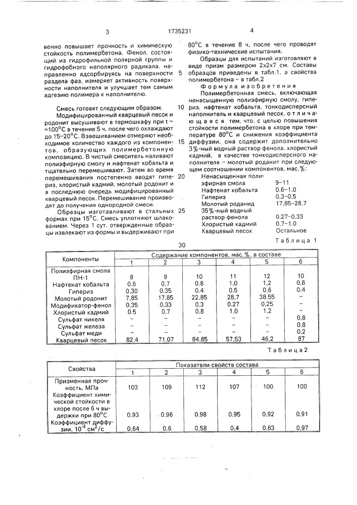 Полимербетонная смесь (патент 1735231)