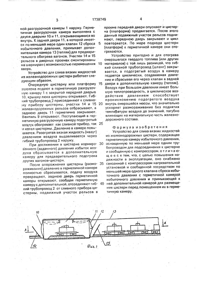Устройство для слива вязких жидкостей из железнодорожных цистерн (патент 1738749)