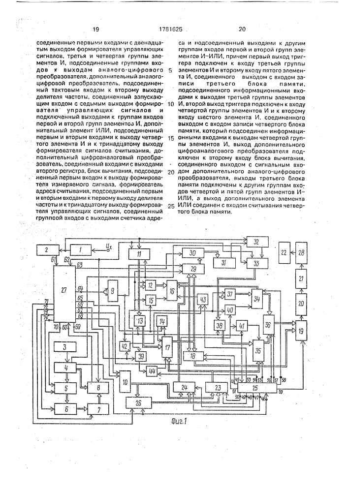 Устройство для измерения среднеквадратического значения сигнала (патент 1781625)