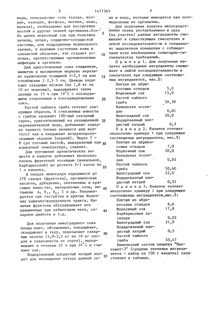 Безалкогольный витаминизированный напиток "пекнавит-3 (патент 1477365)